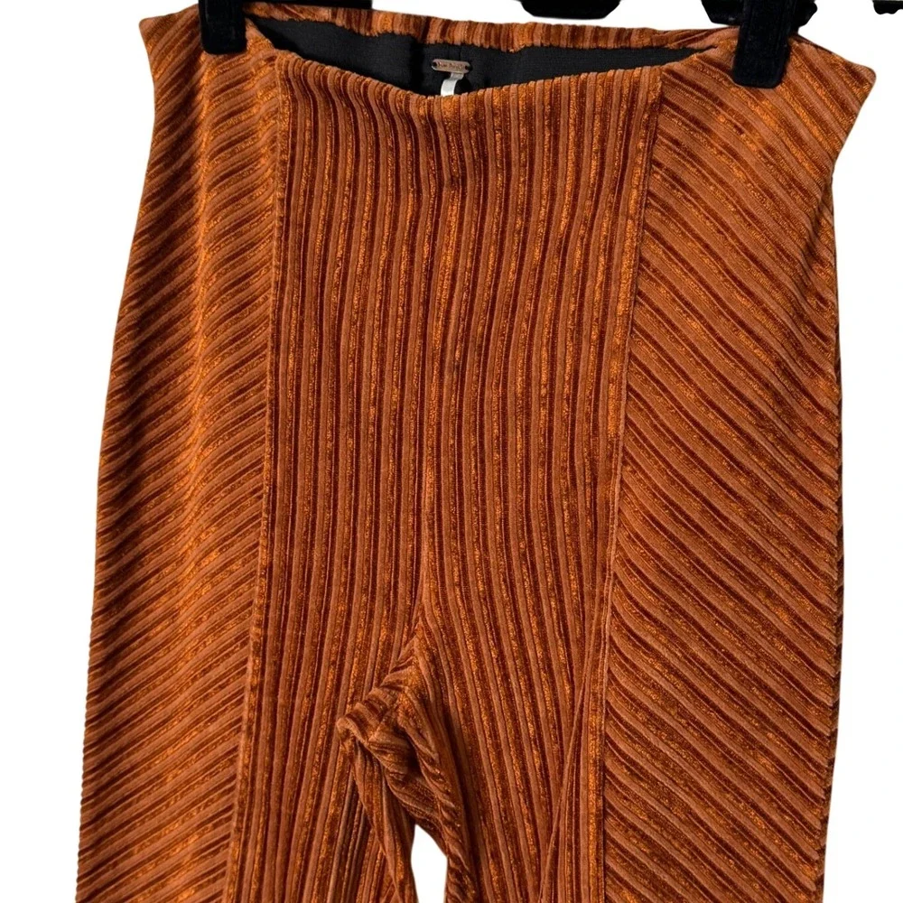 Free People Pull-On Velvet Corduroy Flare Pants Burnt Orange Size M